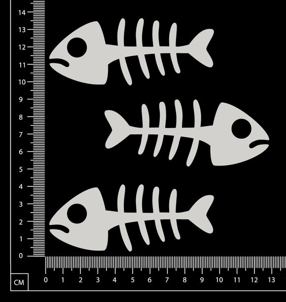 Fish Bones Set - B - Large - White Chipboard