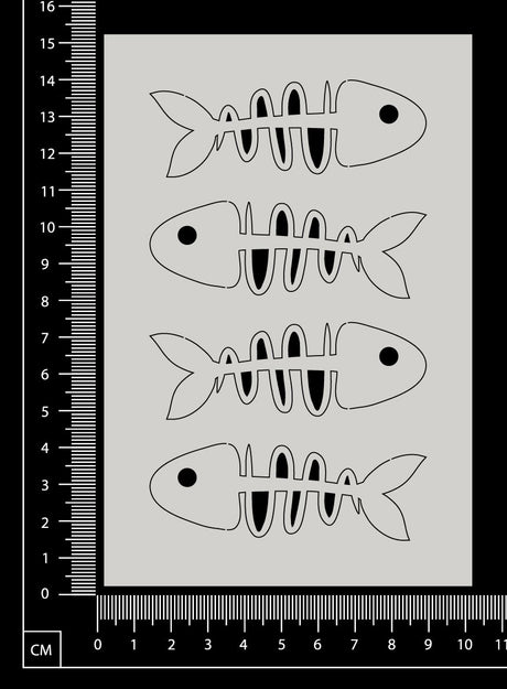 Fish Bones Set - C - Medium - White Chipboard