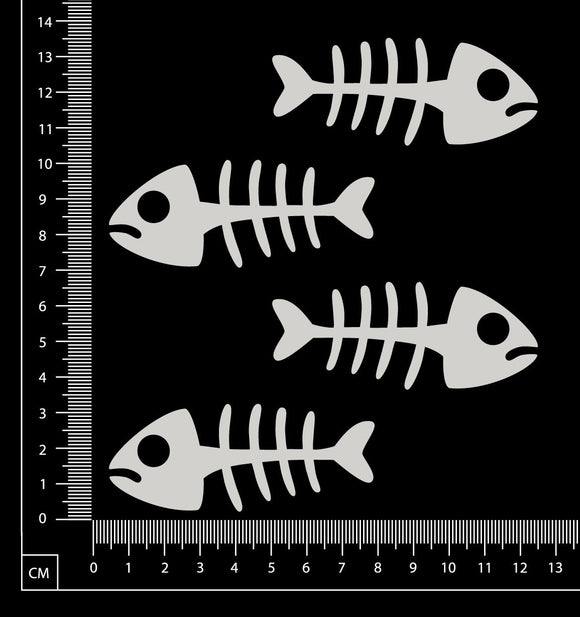 Fish Bones Set - D - Medium - White Chipboard