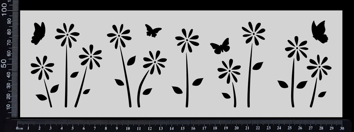 Flower Garden Border - Stencil - 100mm x 300mm