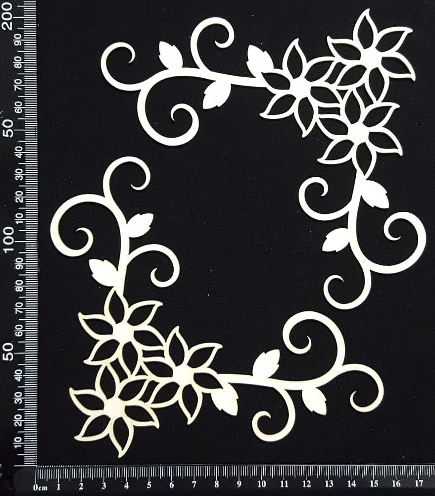 Flower Corners Set - A - White Chipboard