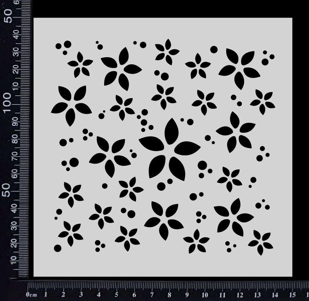 Flowers - E - Stencil - 150mm x 150mm