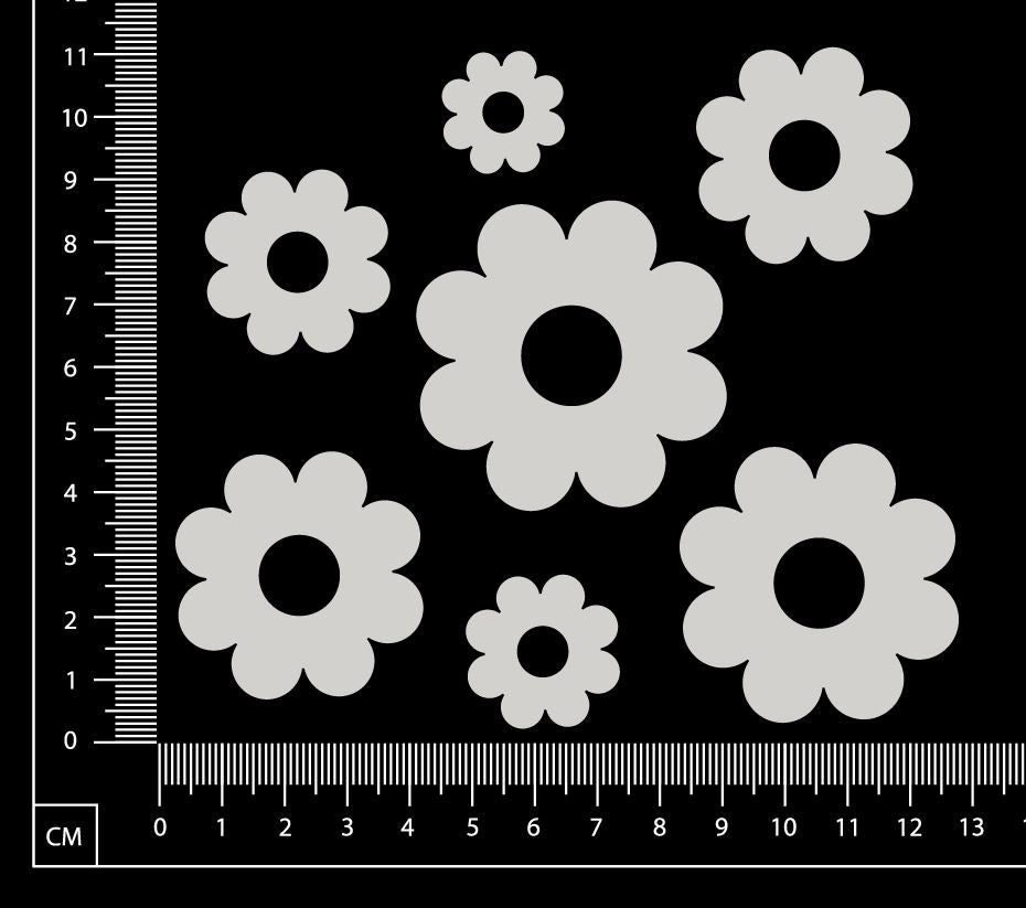 Flowers Set - F - White Chipboard
