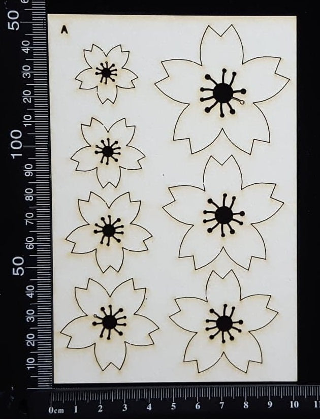 Flowers Set - A - White Chipboard