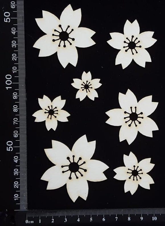 Flowers Set - A - White Chipboard