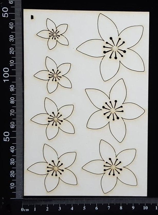 Flowers Set - B - White Chipboard
