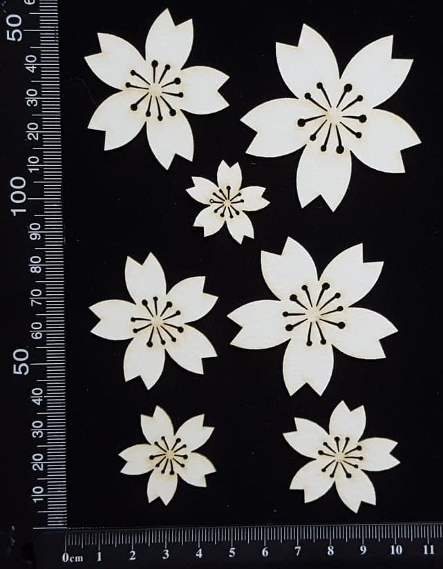 Flowers Set - C - White Chipboard