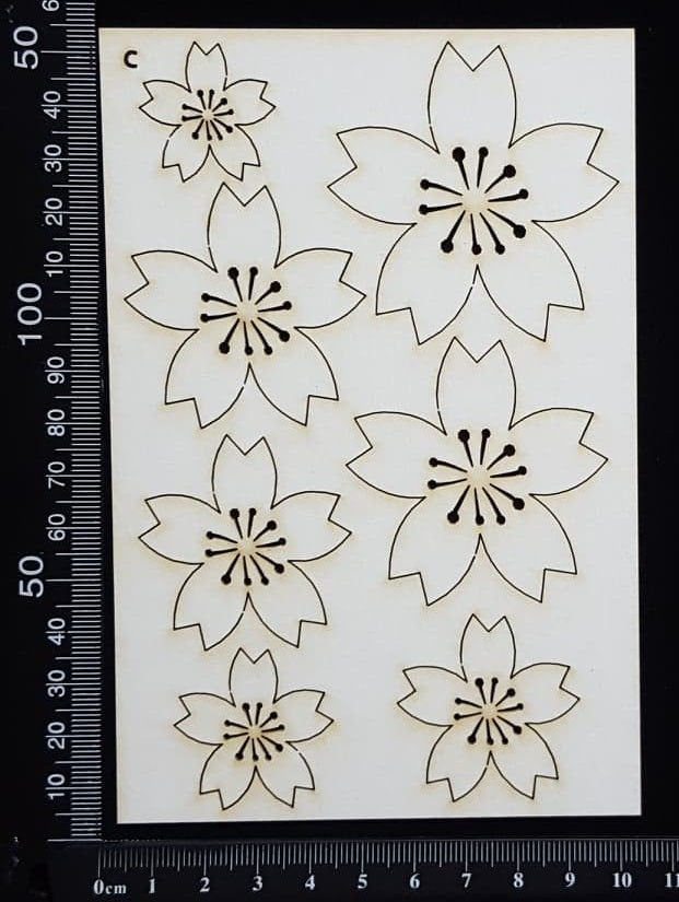 Flowers Set - C - White Chipboard