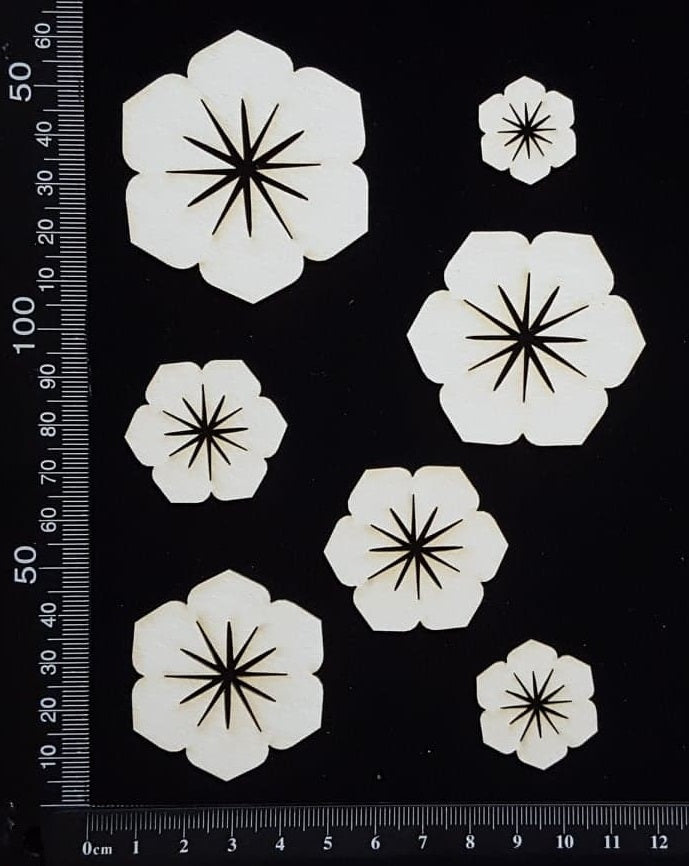 Flowers Set - D - White Chipboard