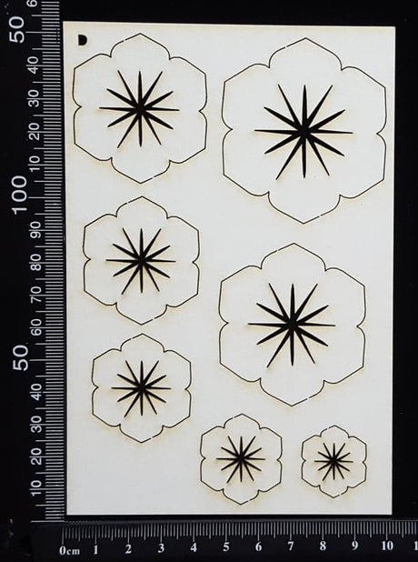 Flowers Set - D - White Chipboard