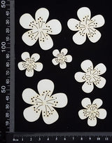 Flowers Set - E - White Chipboard