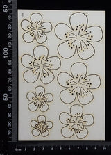Flowers Set - E - White Chipboard