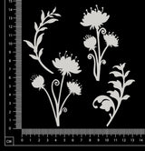 Flowers and Foliage - B - Small - White Chipboard
