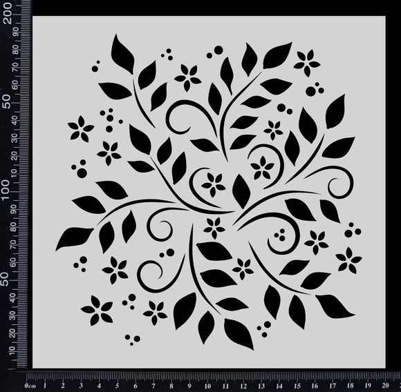 Flowers and Leaves - Stencil - 200mm x 200mm