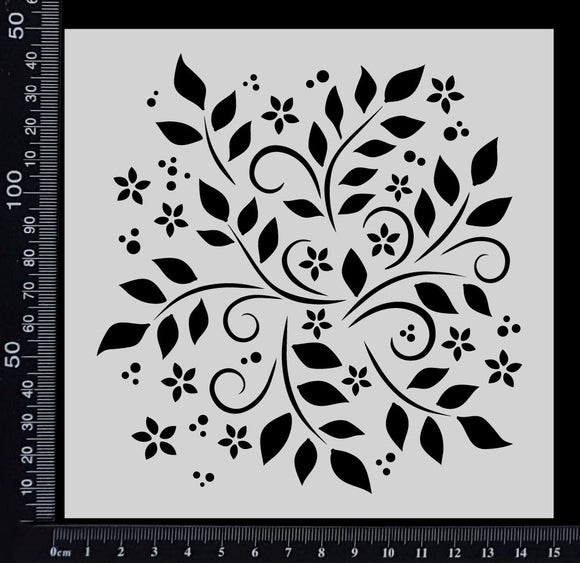 Flowers and Leaves - Stencil - 150mm x 150mm