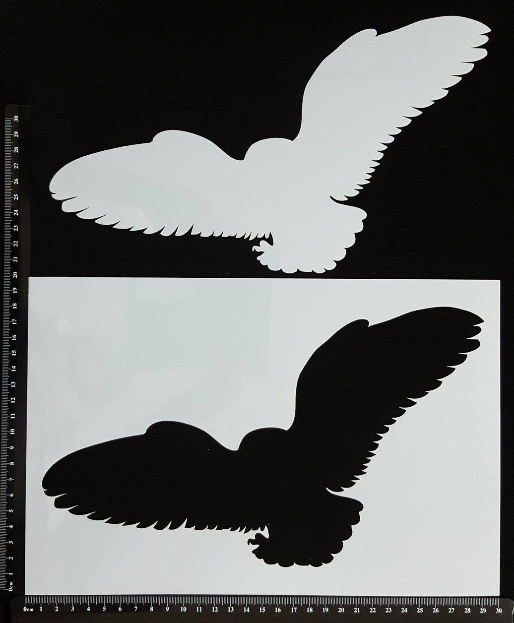 Detailed Flying Owl - Set of 3 pieces - Stencil - 200mm x 300mm