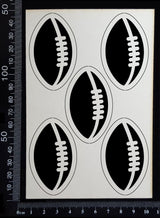 Football/Rugby Balls Set - Medium - White Chipboard