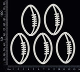 Football/Rugby Balls Set - Medium - White Chipboard