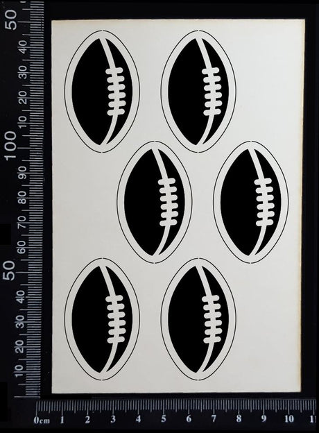 Football/Rugby Balls Set - Small - White Chipboard