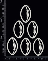 Football/Rugby Balls Set - Small - White Chipboard