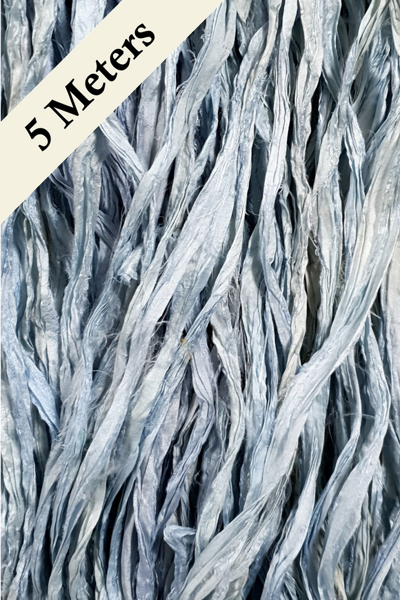 Reclaimed Sari Silk Ribbon - Frozen - 5m Pack
