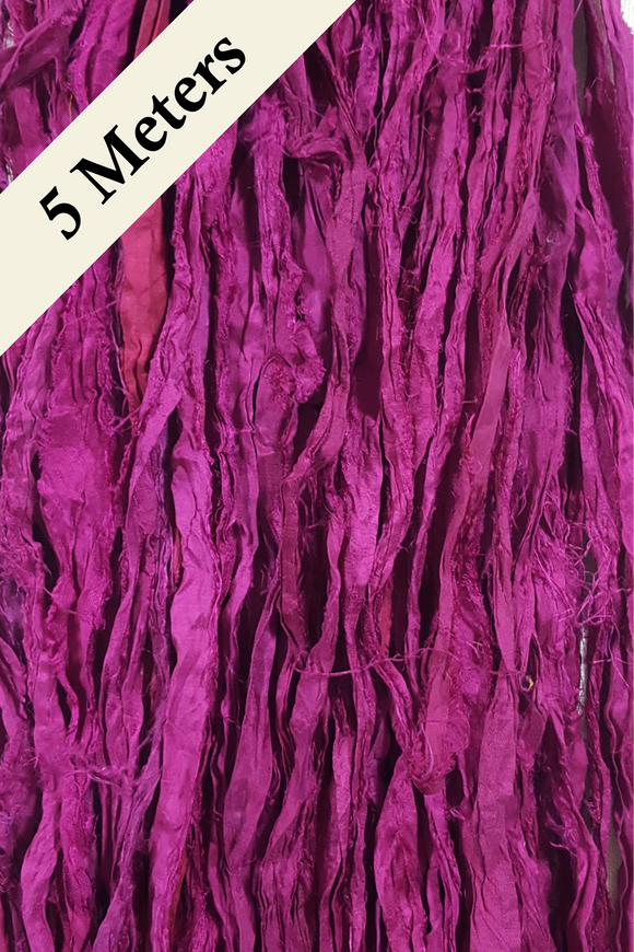 Reclaimed Sari Silk Ribbon - Fuchsia - 5m Pack