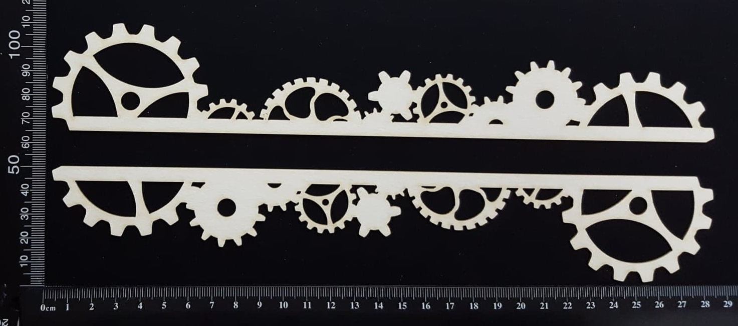 Gear Borders Set - A - Large - White Chipboard