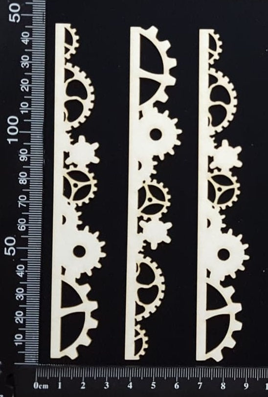 Gear Borders Set - B - Small - White Chipboard