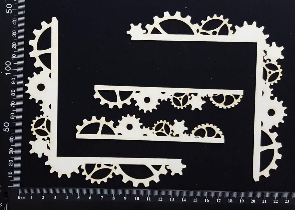 Gear Corners Set - C - White Chipboard