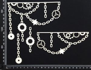 Gear and Chain Borders - B - White Chipboard