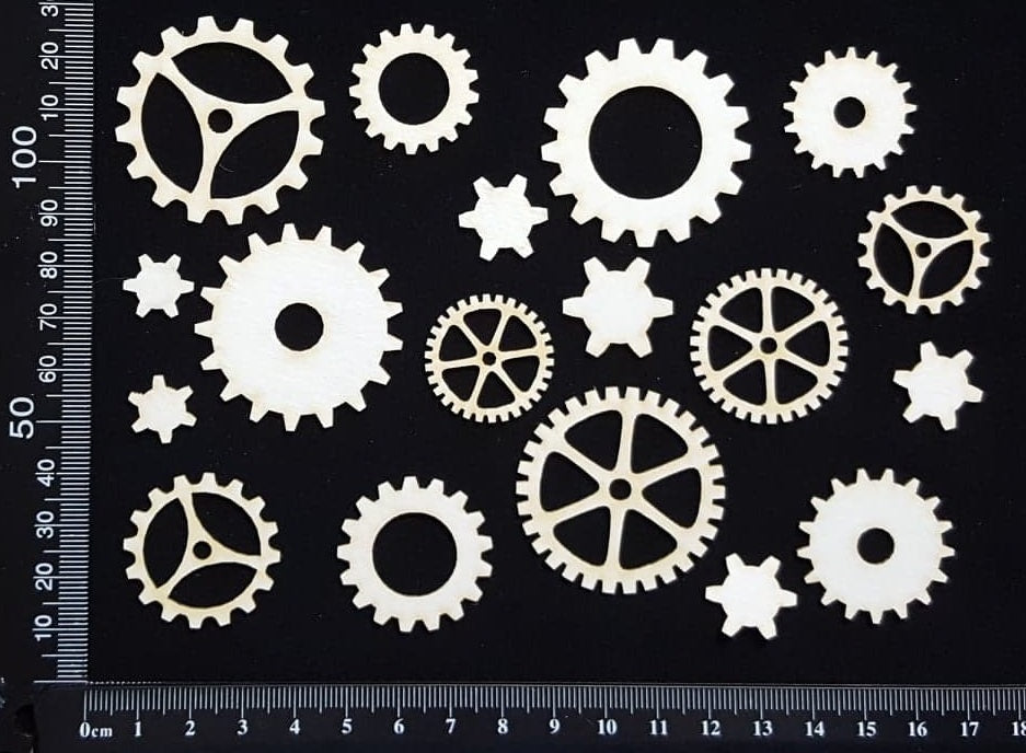 Gears Set - C - White Chipboard