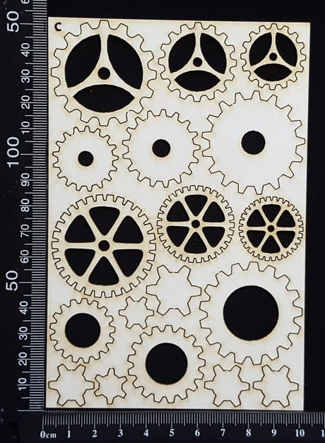 Gears Set - C - White Chipboard