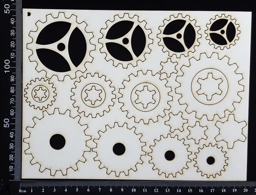 Gears Set - D - White Chipboard