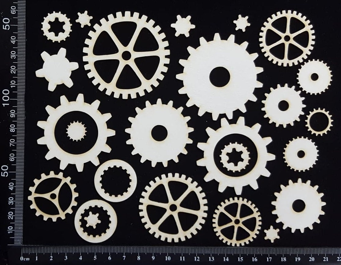 Gears Set - E - White Chipboard