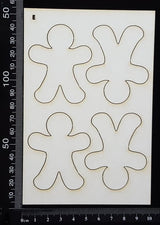 Gingerbread Man Set - E - White Chipboard