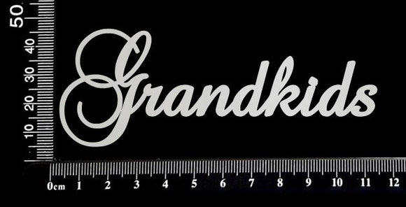 Elegant Word - Grandkids - White Chipboard