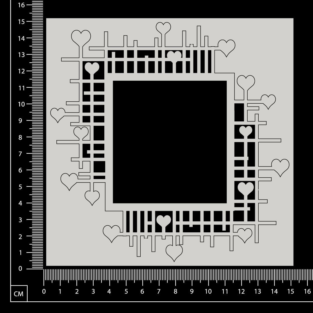 Grid Mesh Frame - Hearts - White Chipboard