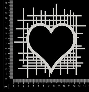 Grid Mesh Heart Frame - White Chipboard