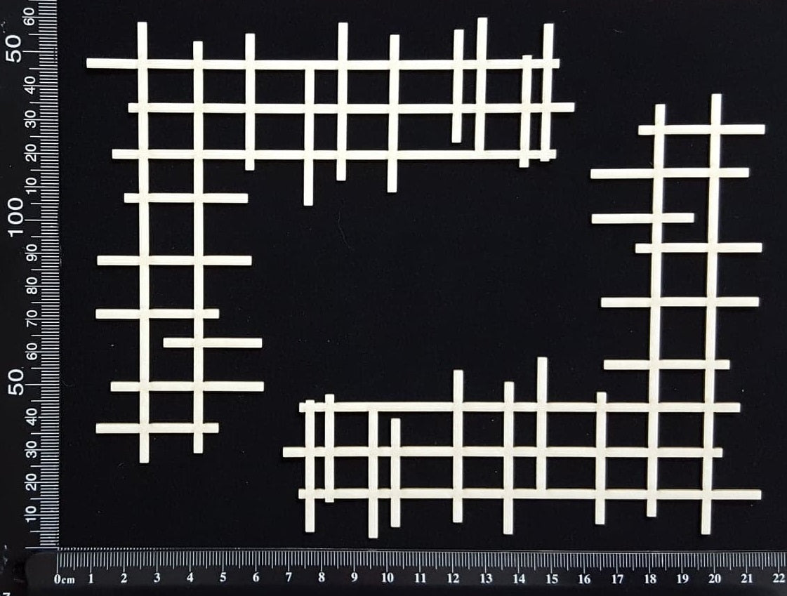 Grid Mesh Corners Set - White Chipboard