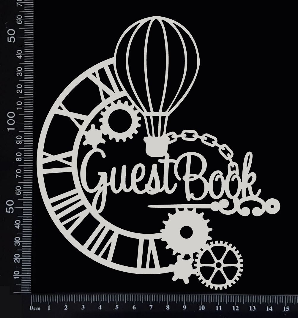 Steampunk Guest Book - White Chipboard