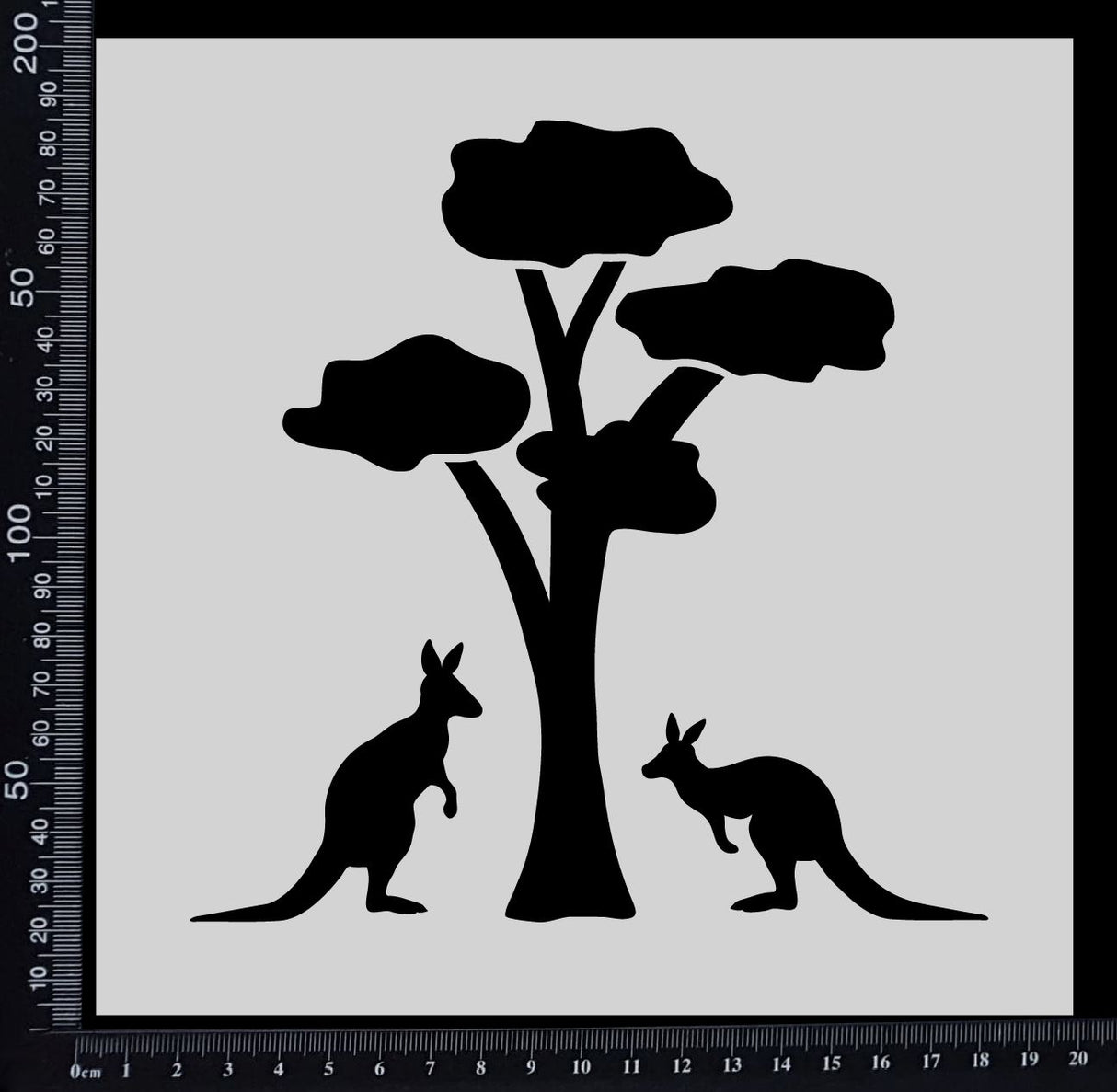 Gum Tree with Kangaroos - Stencil - 200mm x 200mm