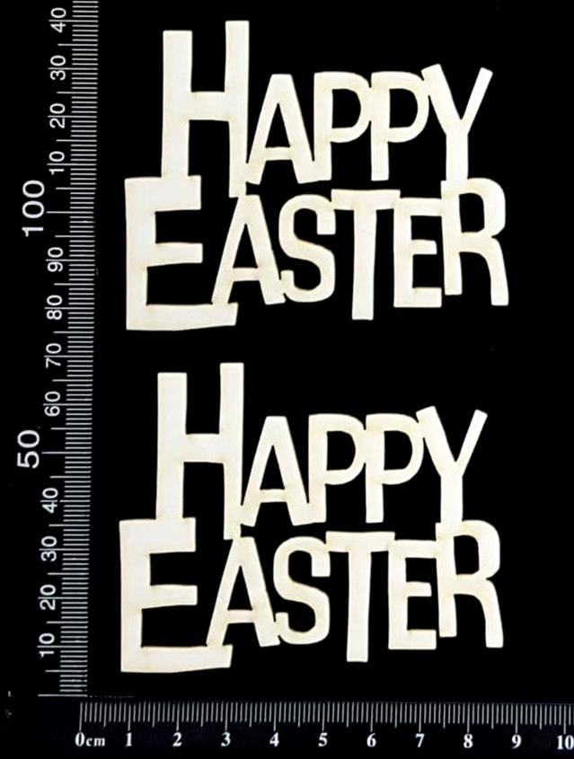 Happy Easter - C - Set of 2 - Small - White Chipboard