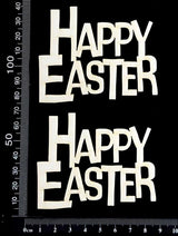 Happy Easter - C - Set of 2 - Small - White Chipboard