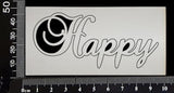 Elegant Word - Happy - White Chipboard