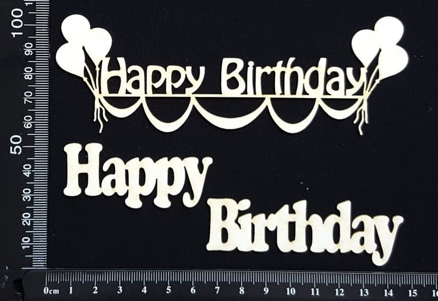 Happy Birthday - D - White Chipboard