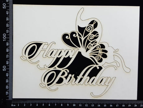 Happy Birthday Butterfly - Large - White Chipboard