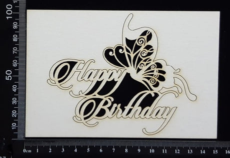 Happy Birthday Butterfly - White Chipboard