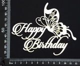 Happy Birthday Butterfly - White Chipboard