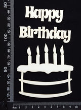 Happy Birthday Cake Set - White Chipboard