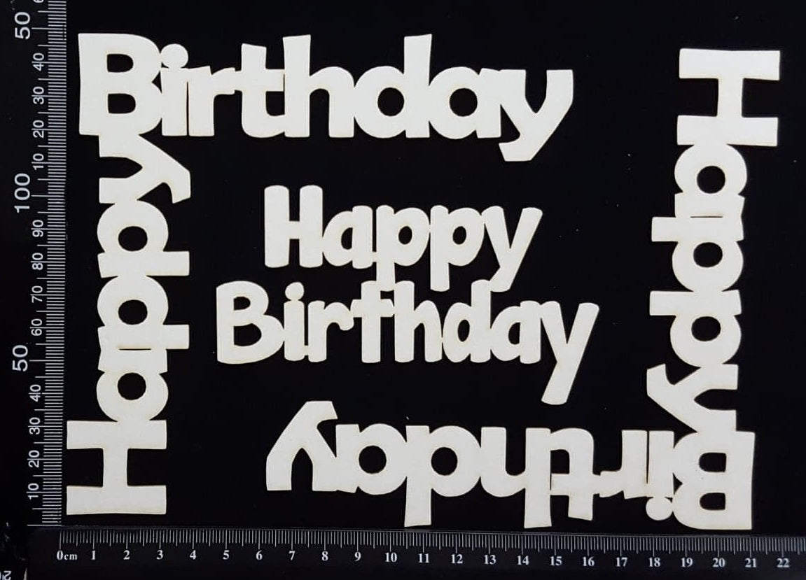 Happy Birthday Corners Set - White Chipboard